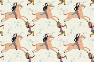 Apache Indian Fighting Seamless Pattern