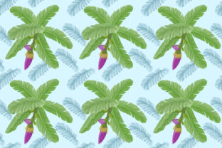 Banana Leaf with Flowers Pattern