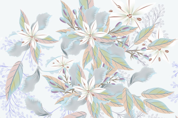 Beautiful Pattern with Flowers Leaves