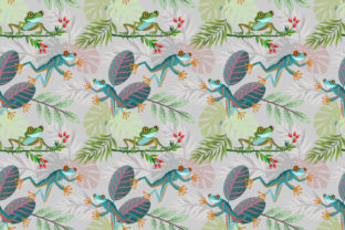 Colorful Frog and Leaf Seamless Pattern
