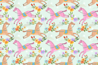 Colorful Horse Running in Flower Garden