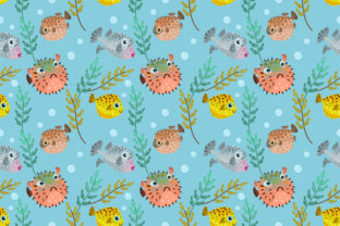 Cute Cartoon Puffer Fish Pattern