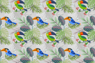 Cute Toucan Bird in Forest Pattern