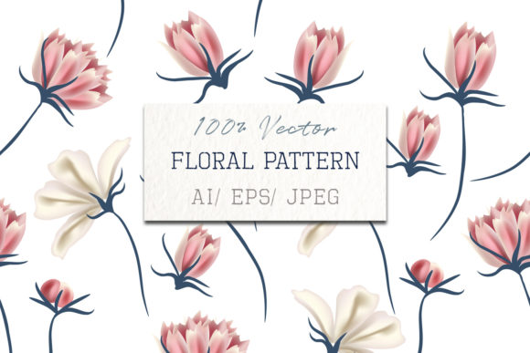Fashion Vector Pattern Cosmos Flowers