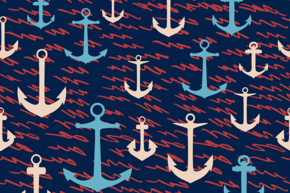 Sea Vector Rustic Pattern Waves Anchors