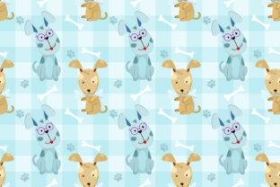 Seamless Pattern with Funny Dog and Bone